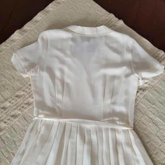 RARE NWT Tommy Hilfiger Crest Collection Silk Pleated Dress size 14 Ivory y2k