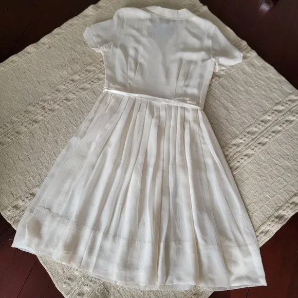 RARE NWT Tommy Hilfiger Crest Collection Silk Pleated Dress size 14 Ivory y2k