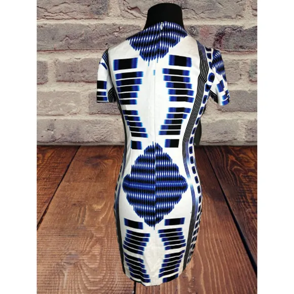 RARE: Trina Turk | Minimalist Kiara Tie Dye Zipper Blue White Dress Sleeveless