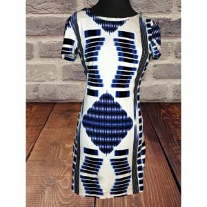 RARE: Trina Turk | Minimalist Kiara Tie Dye Zipper Blue White Dress Sleeveless