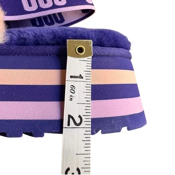 RARE UGG Disco Marble Slingback Violet Night Platform Stripe Sheepskin Slipper 7