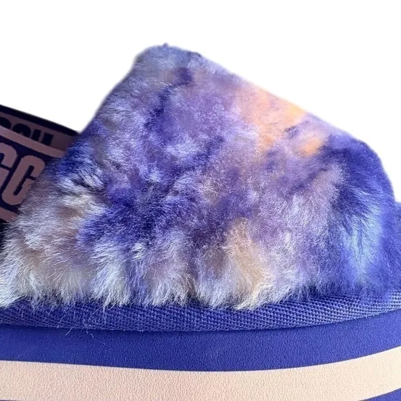 RARE UGG Disco Marble Slingback Violet Night Platform Stripe Sheepskin Slipper 7