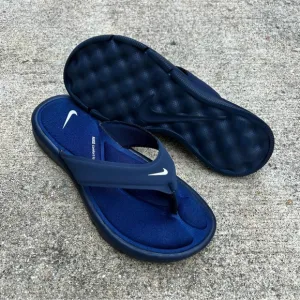 RARE USED WMNS NIKE ULTRAS COMFORTS THONGS TRIPLE BLUES WHITES FOOTBEDS