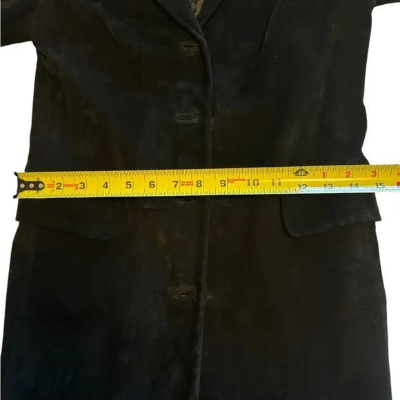 Real Clothes by Saks Fifth Ave Black Suede Dress Coat Size 4 Genuine Leather