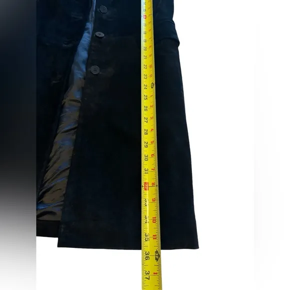 Real Clothes by Saks Fifth Ave Black Suede Dress Coat Size 4 Genuine Leather