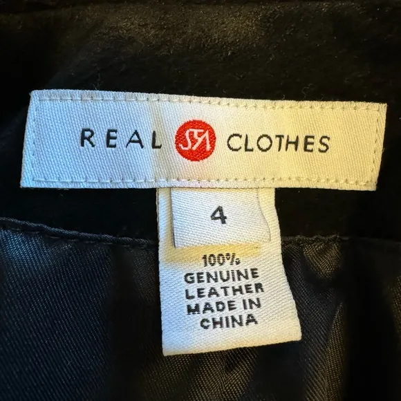 Real Clothes by Saks Fifth Ave Black Suede Dress Coat Size 4 Genuine Leather