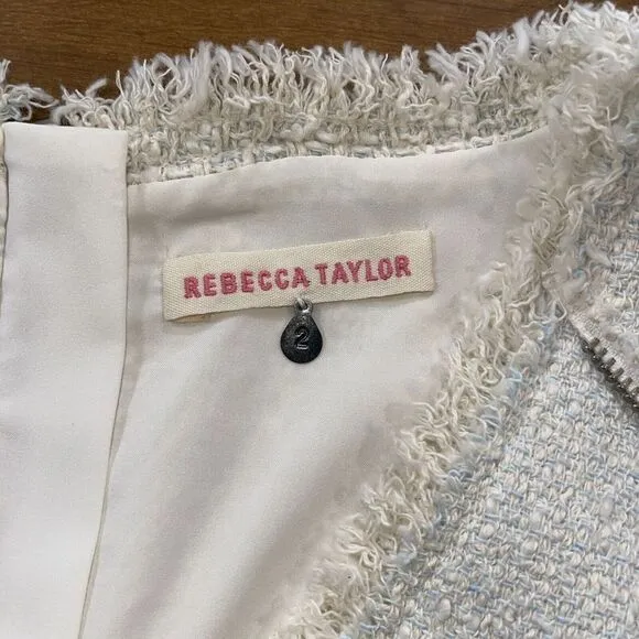 Rebecca Taylor‎ Dress Women 2 Thick Cream Pastel Zip Lined Old Money Minimalist