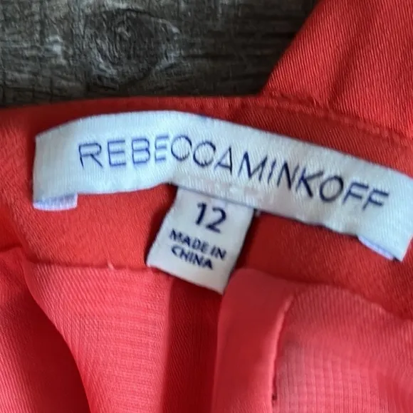 REBECCAMINKOFF dress deep orange with black trim size 12 luxury special occasion