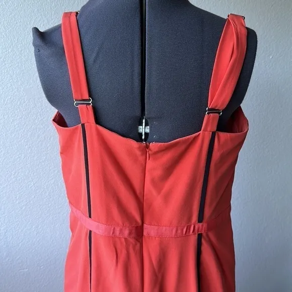 REBECCAMINKOFF dress deep orange with black trim size 12 luxury special occasion