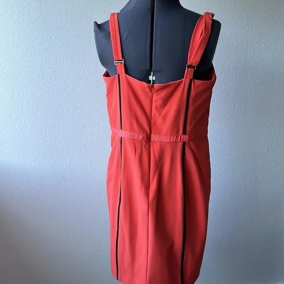 REBECCAMINKOFF dress deep orange with black trim size 12 luxury special occasion