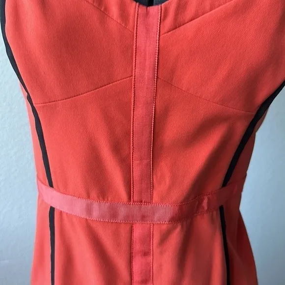 REBECCAMINKOFF dress deep orange with black trim size 12 luxury special occasion