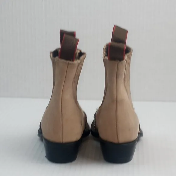 Rebelde Kids Dirty Buck Beige Suede Western Ankle Boots