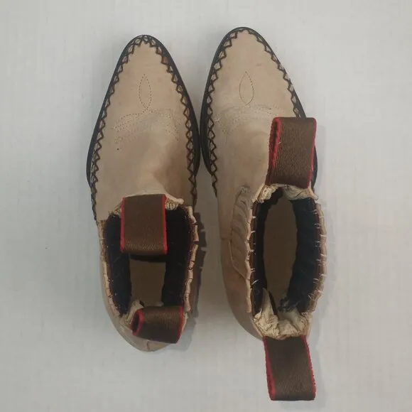 Rebelde Kids Dirty Buck Beige Suede Western Ankle Boots