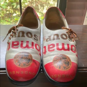 Red and White Logo Print Shoes