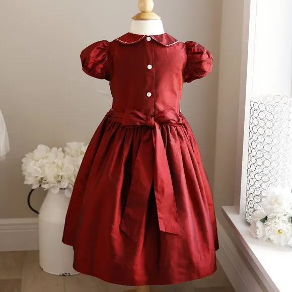 Red Silk Dress Luxury Special Occasion Flower Girl Boutique Size 6 NWT