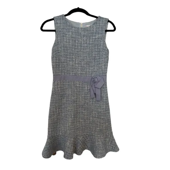 Red Valentino Tweed Blue Ruffle Hem Sleeveless Dress (Size 2)
