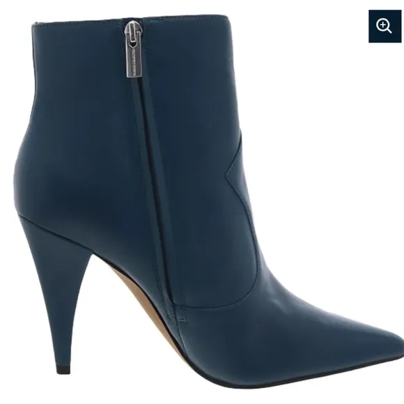 REDUCED NEW VINCE CAMUTO TEAL LEATHER ANKLE HEEL POINTY TOE BOOTS 37 US 6.5 M