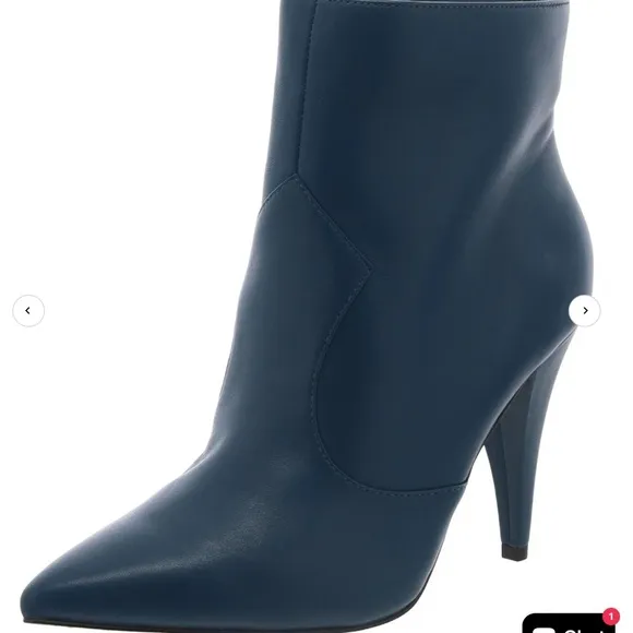 REDUCED NEW VINCE CAMUTO TEAL LEATHER ANKLE HEEL POINTY TOE BOOTS 37 US 6.5 M