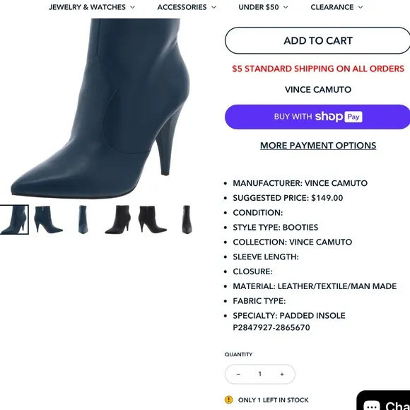 REDUCED NEW VINCE CAMUTO TEAL LEATHER ANKLE HEEL POINTY TOE BOOTS 37 US 6.5 M