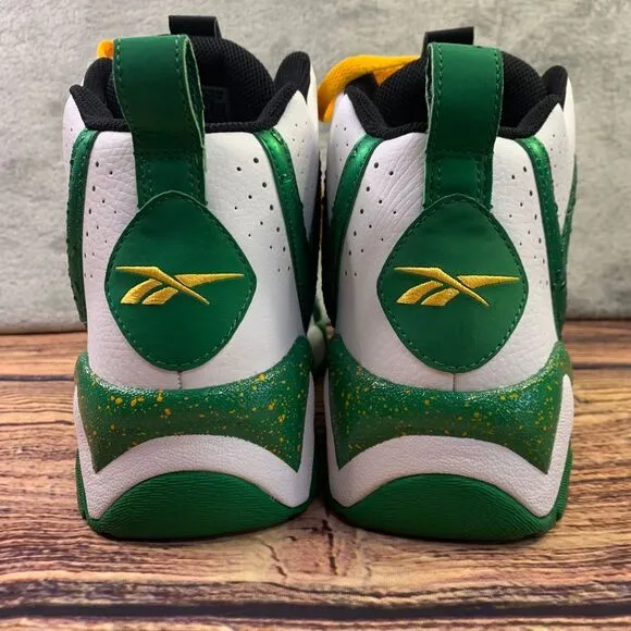 Reebok Kamikaze 2 Shoes Green Yellow Seattle SuperSonics V47579‎ 2013 Men's 9.5