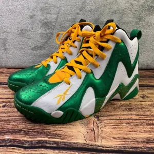 Reebok Kamikaze 2 Shoes Green Yellow Seattle SuperSonics V47579‎ 2013 Men's 9.5