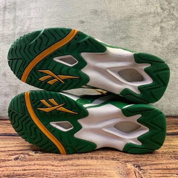 Reebok Kamikaze 2 Shoes Green Yellow Seattle SuperSonics V47579‎ 2013 Men's 9.5