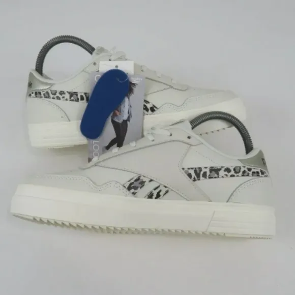 Reebok Tennis Shoes White Silver Leopard Details Size 10