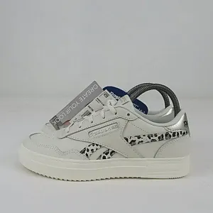 Reebok Tennis Shoes White Silver Leopard Details Size 10