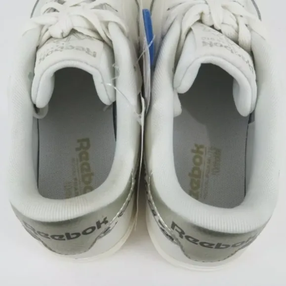 Reebok Tennis Shoes White Silver Leopard Details Size 10