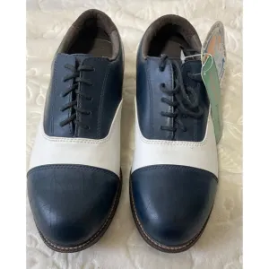 Reebok Trax Golf Shoes Navy &amp; White Mens Leather Classic Style Comfortable Size