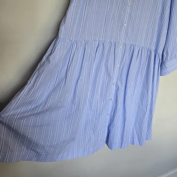 Refinity Rylee Pinstripe Shirt Dress Women's 22 Preppy Coastal Summer Minimalist