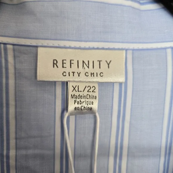Refinity Rylee Pinstripe Shirt Dress Women's 22 Preppy Coastal Summer Minimalist
