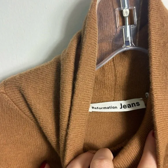 Reformation Aspen Turtleneck Sweater Dress Butterscotch Brown Size Small Fall