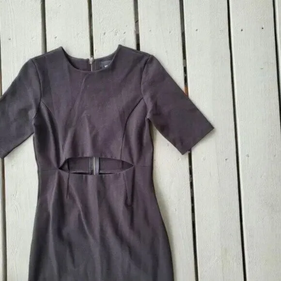 Reformation Black Cutout Evita Midi Sheath Dress Short Sleeve Size 8 Minimalist