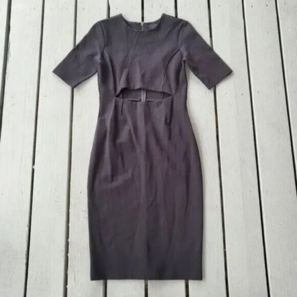 Reformation Black Cutout Evita Midi Sheath Dress Short Sleeve Size 8 Minimalist