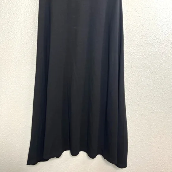 Reformation Black Minimalist Soft Jersey knit Short-sleeve Midi A-Line Dress