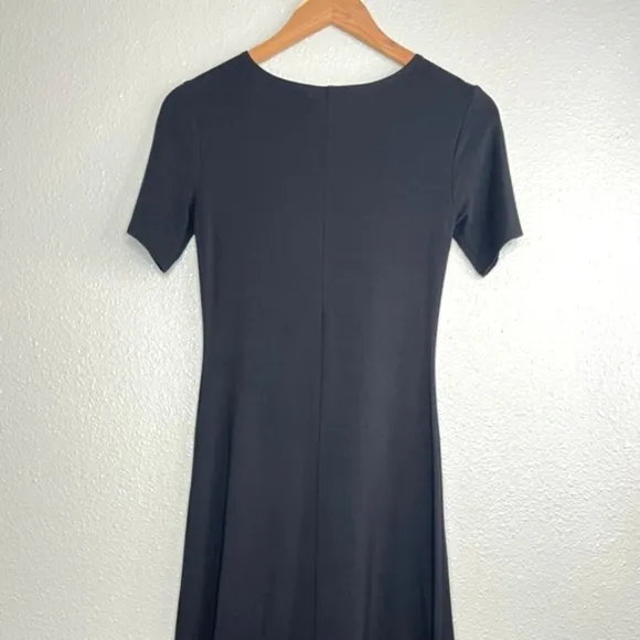Reformation Black Minimalist Soft Jersey knit Short-sleeve Midi A-Line Dress