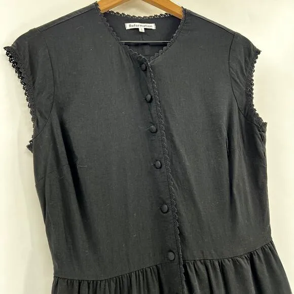 Reformation Black Rishi Dress Size 8