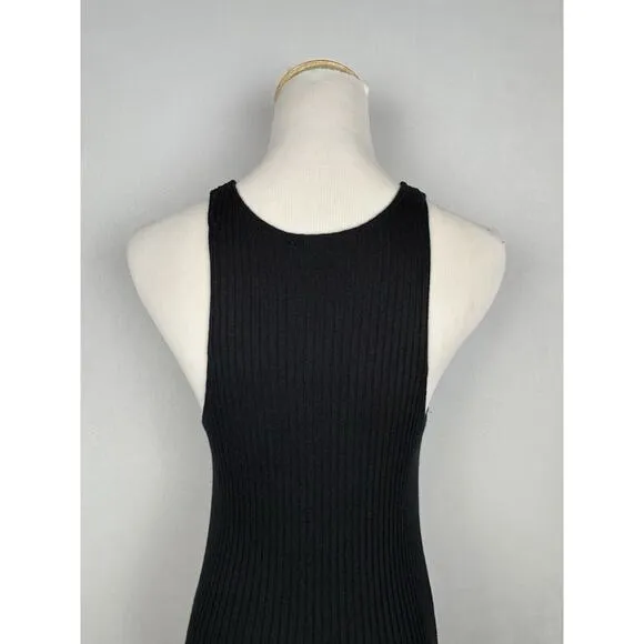 Reformation Maje Ribbed Maxi Dress S Black Sleeveless Bodycon Stretch Minimalist