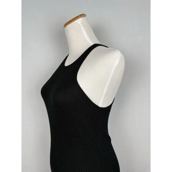 Reformation Maje Ribbed Maxi Dress S Black Sleeveless Bodycon Stretch Minimalist