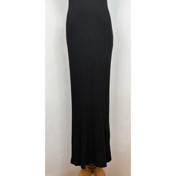 Reformation Maje Ribbed Maxi Dress S Black Sleeveless Bodycon Stretch Minimalist