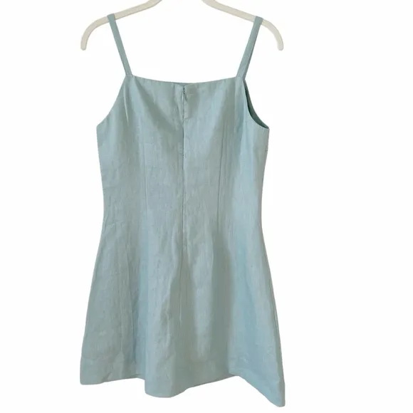 Reformation Phillipa Linen Dress Aquamarine Size 6 Coastal Luxury Vacation