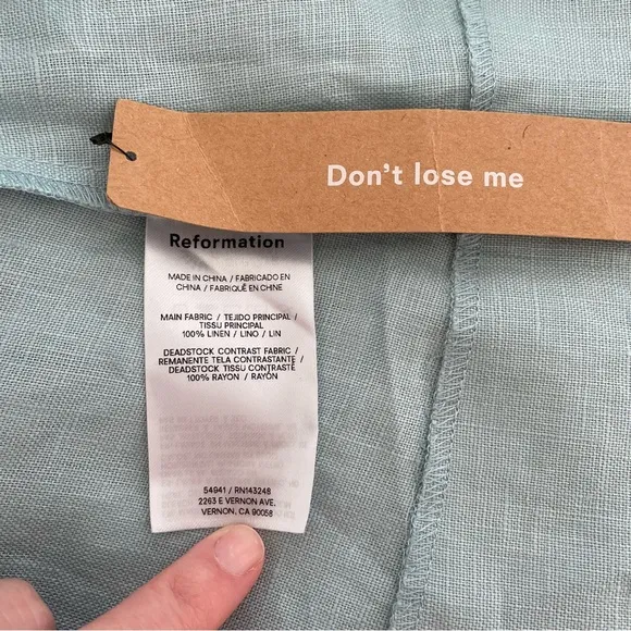Reformation Phillipa Linen Dress Aquamarine Size 6 Coastal Luxury Vacation