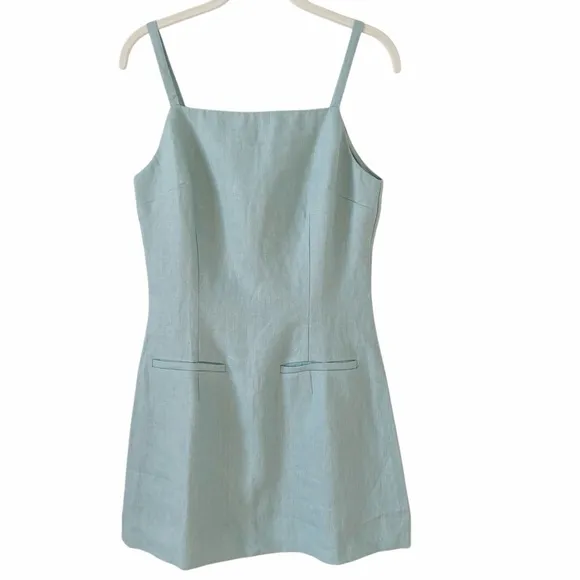 Reformation Phillipa Linen Dress Aquamarine Size 6 Coastal Luxury Vacation