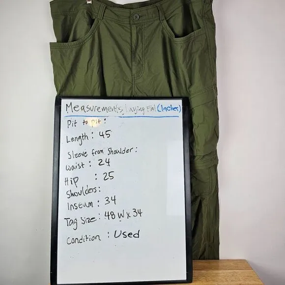 REI Co-Op Convertible Pants Mens Size 48W x 34L‎ Army Dark Green Outdoors Hiking