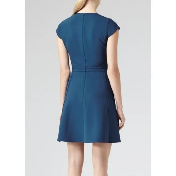Reiss Classic Elegant Minimalist Navy Alsace Raw Edge Embellished Mini Dress 8