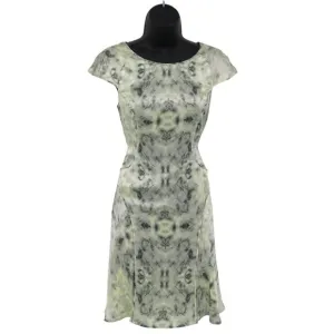 Reiss Silk Dress Womens XS Green Quiet Luxury Classic Sophisticated Office Wear