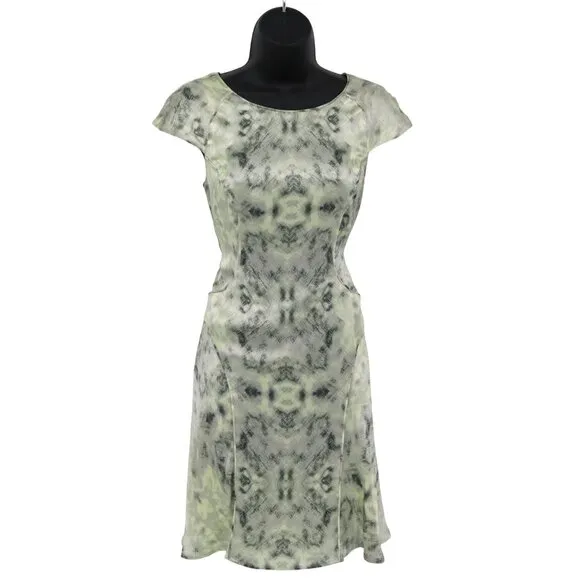 Reiss Silk Dress Womens XS Green Quiet Luxury Classic Sophisticated Office Wear
