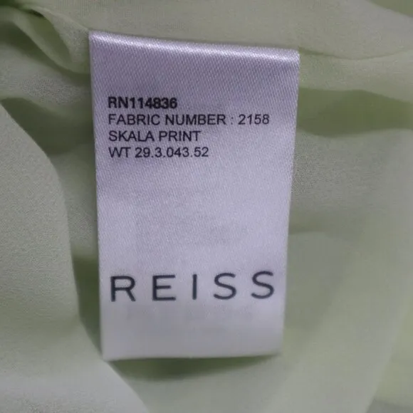 Reiss Silk Dress Womens XS Green Quiet Luxury Classic Sophisticated Office Wear