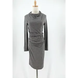 Reiss Womens Long Sleeve Mini Ruched BodyCon Dress Medium Wool Blend Minimalist
